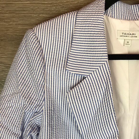 Tahari ASL Seersucker Jacket in blue & white NWT - Picture 8 of 16